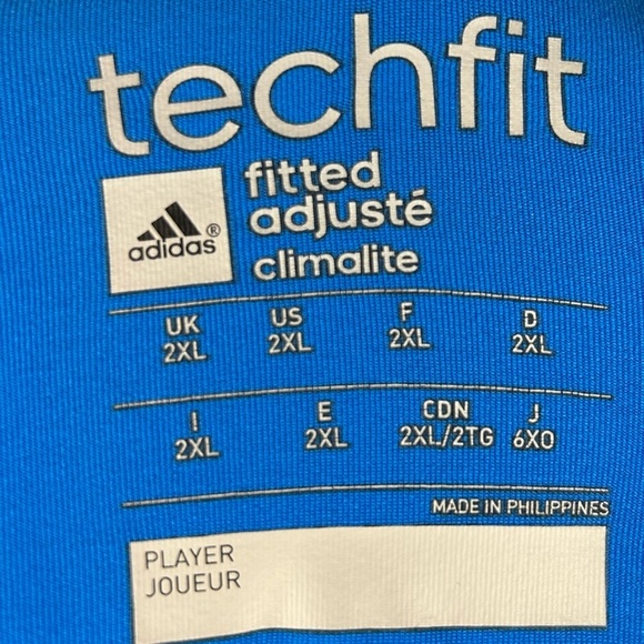 Adidas Techfit Climalite Fitted T Shirt Blue Mens Size 2XL Active Sporty Workout - Picture 7 of 11